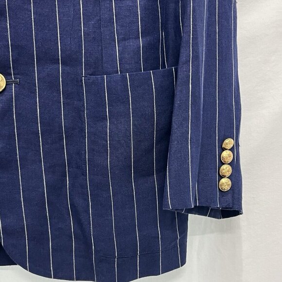 *SOLD*Ralph Lauren Blue Pinstriped Linen Women 2 Piece Suit USA Blue Label VTG - Picture 7 of 16